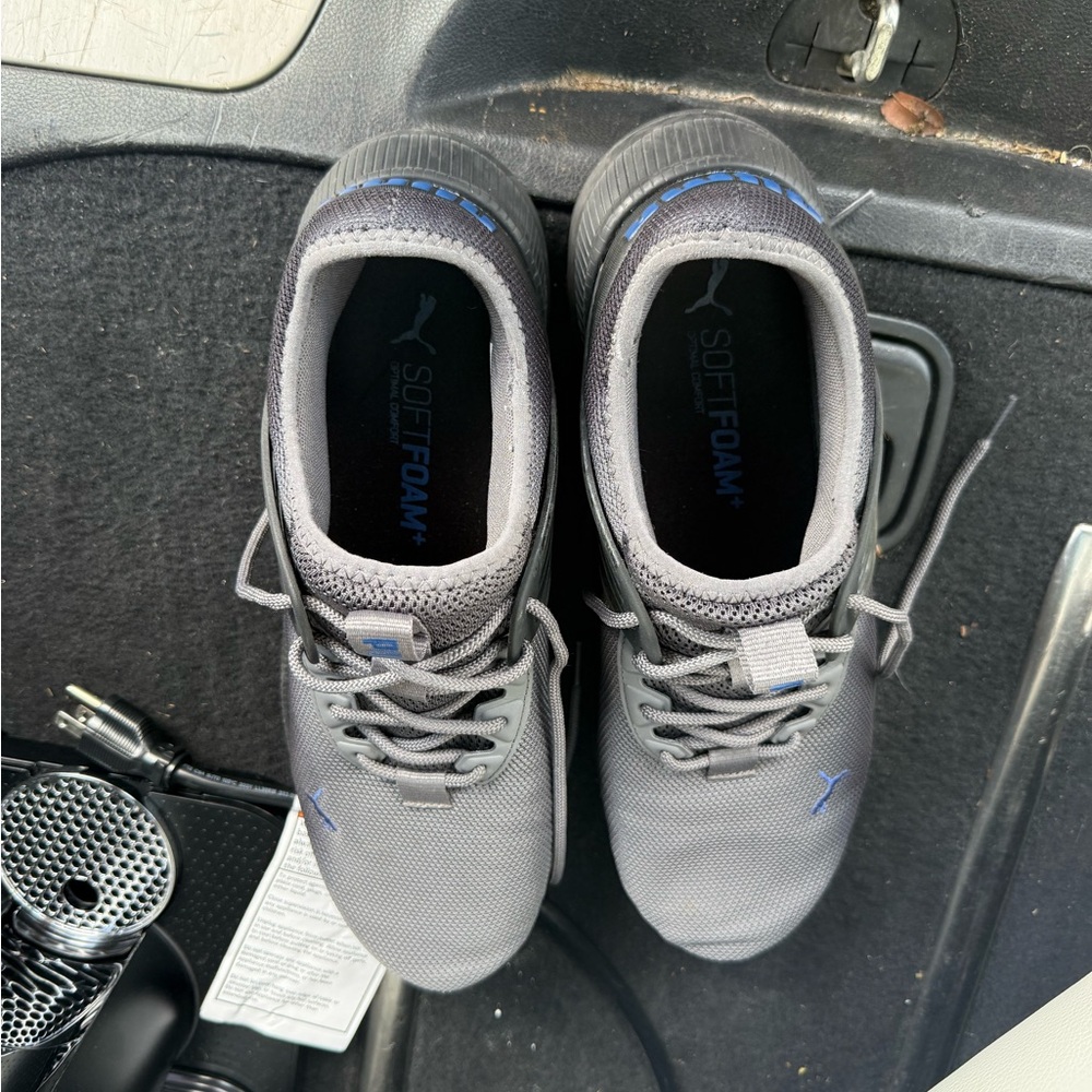 Puma Men’s Gray Athletic Shoes with Blue Accents
